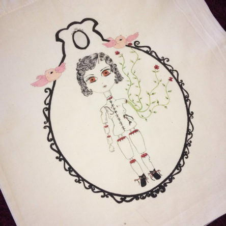 Tote bag Illustré « Baroque Doll » 100% coton bio